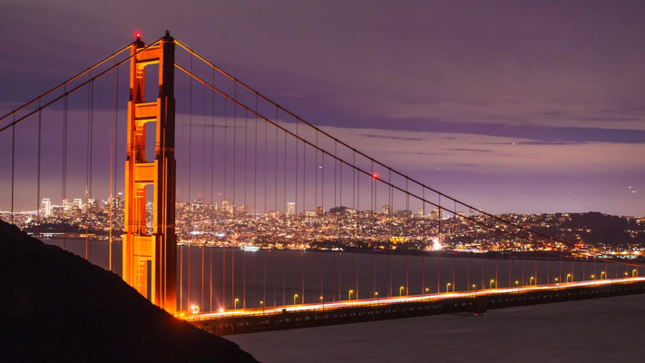 California - San Francisco - Golden Gate Bridge at Night