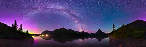 Montana - Glacier NP - Milky Way and Aurora Over Two Medicine Lake - 360