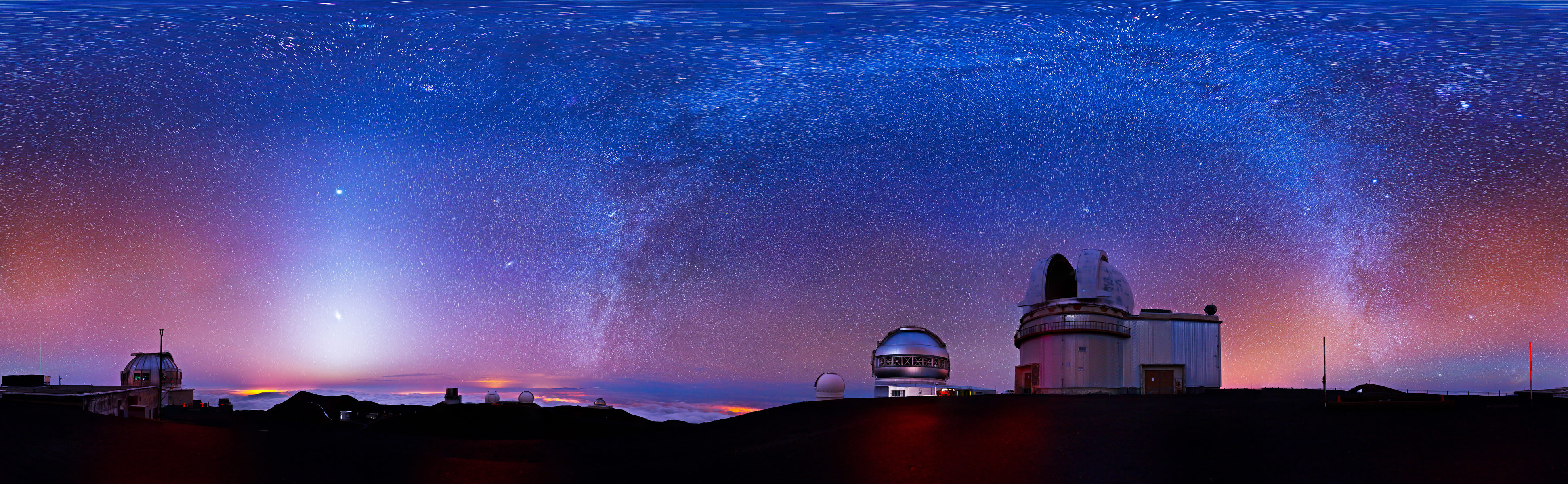 Hawaii - Mauna Kia - Milkyway over Observatories-Venus-Jupiter-M31- 360