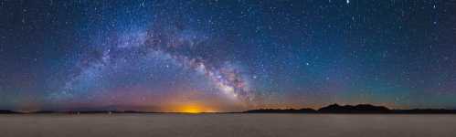 Nevada - Lippincott Lake and the Lights of Beatty Nevada Under a Dark Sky - Starscape - 360