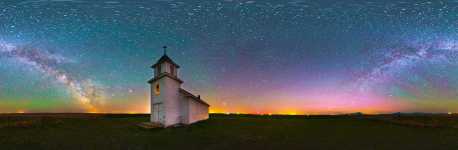 Montana - Oilmont - Bethany Lutheran Church and the Night Sky - Color