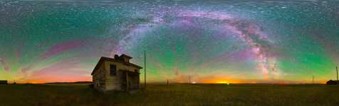 Montana - Rothiemay Schoolhouse and an Airglow Night Sky - 360