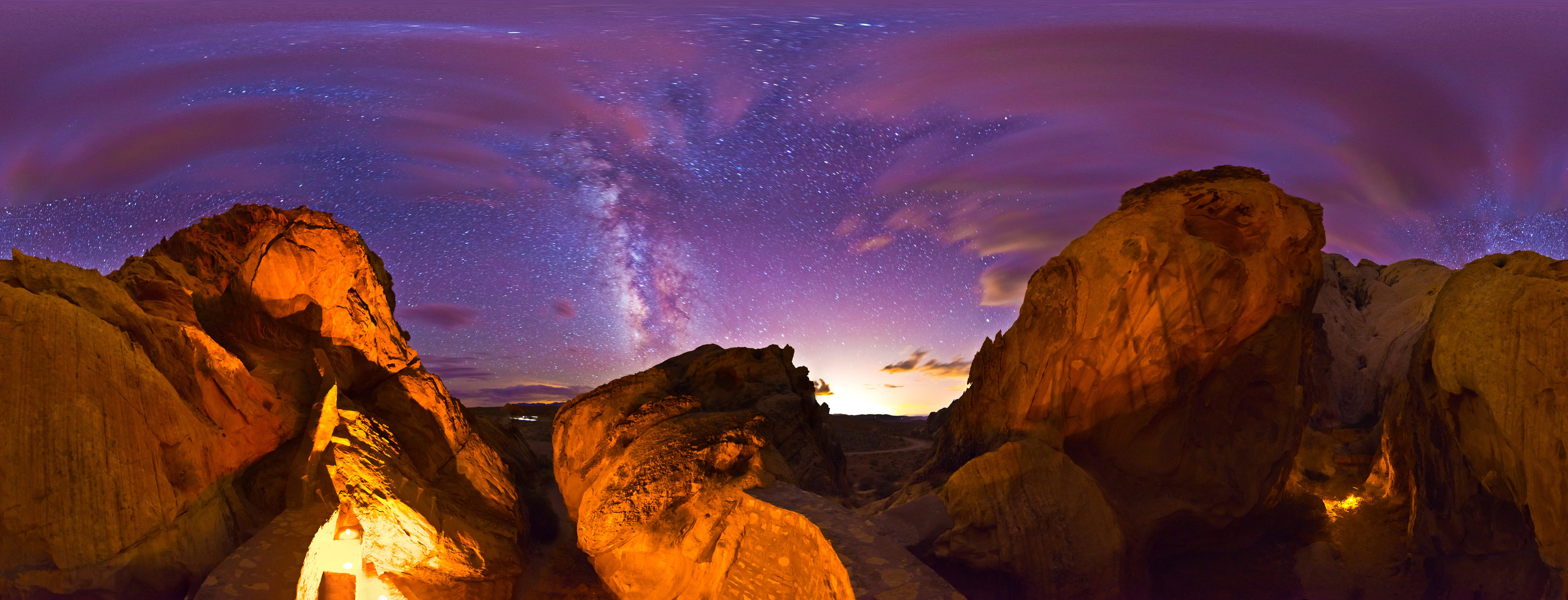 Nevada - Whitney Pocket - East Lake Mead and the Lights of Las Vegas - 360