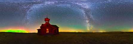 North Dakota - Elk Horn Schoolhouse and the Northern Lights - 360