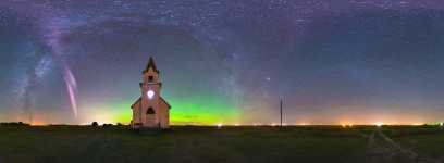 North Dakota - Short Creek Church and Aurora - 360