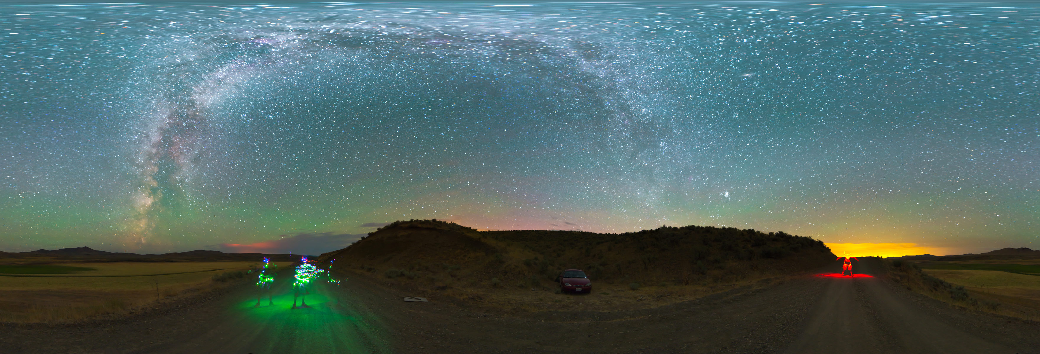Oregon - A Dry Malheur Reservoir and Lights of Boise - 360