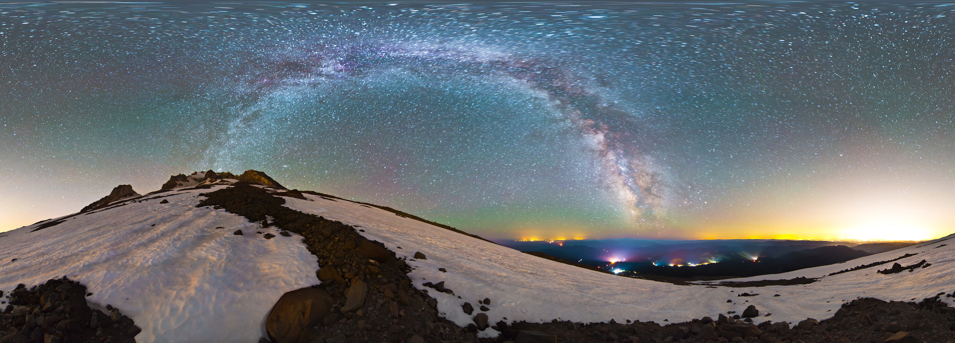 Oregon - Hood from the Zigzag Glacier and the Lights of Portland - 360