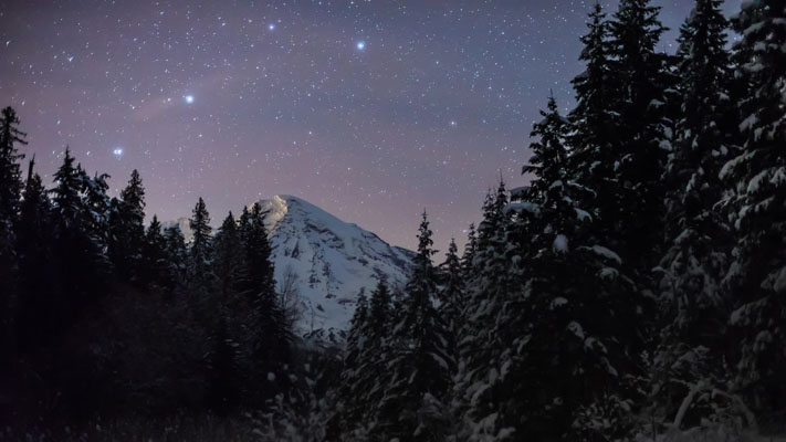Washington - Rainier NP - Kautz Creek - Mountain View and the Stars