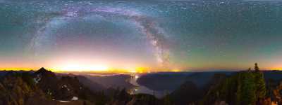 Washington - Mount Ellinor Summit and the Glow of Seattle Area - 360