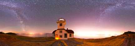 Washington - Patos Lighthouse and the Night Sky - 360