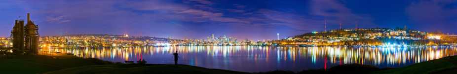 Washington - Seattle - Skyline - Night from Gas works Park - 180
